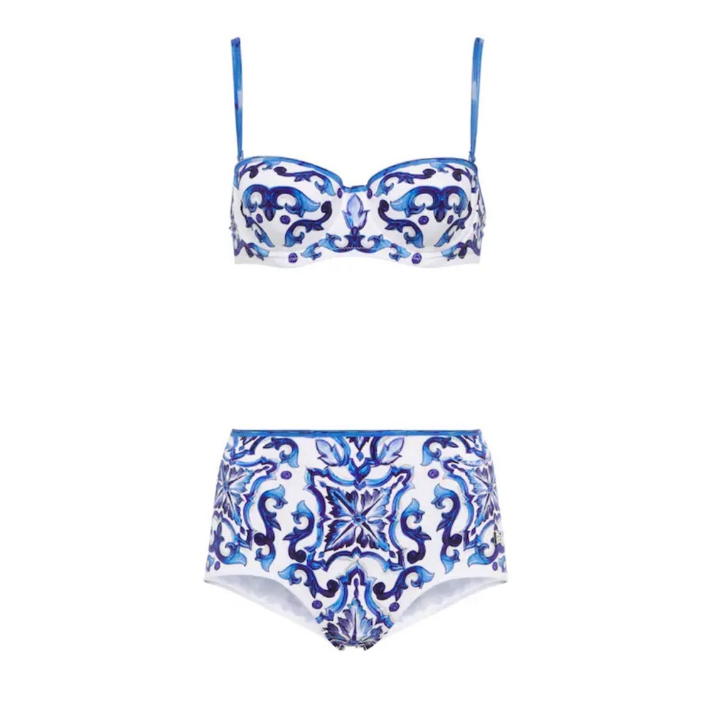 Dolce & Gabbana
Majolica-print high-waist bikini size 1